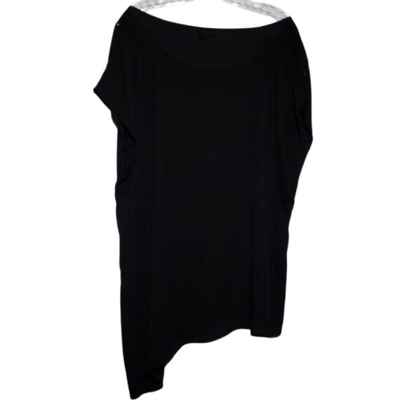 Torrid Womens Size 2X Short Sleeve Asymmetrical Hem Studded Black Semi Sheer - Picture 2 of 5